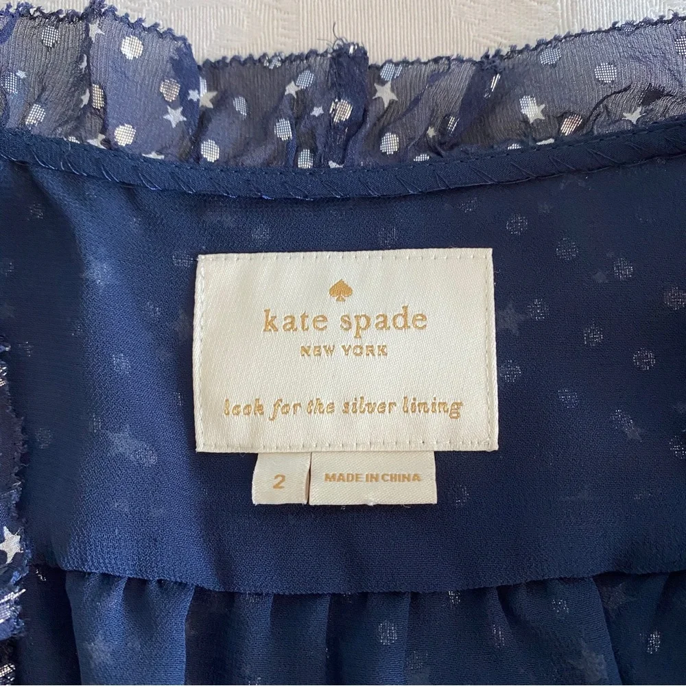 Kate spade navy metallic star silk dress